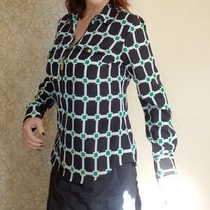 Michael Kors Blue and Green Blouse